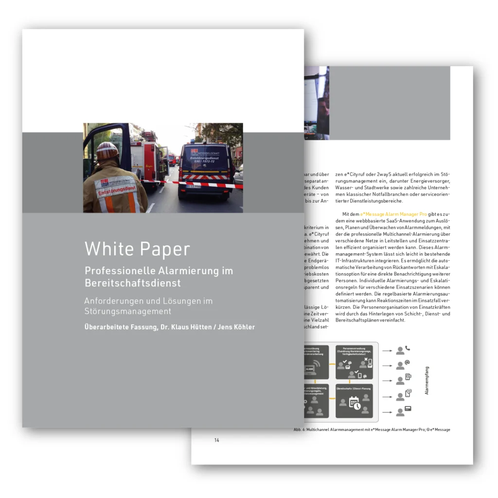 Gestaltung des WhitePapers "Professionelle Alarmierung im Bereitschaftsdienst" für e*Message, Beitragsbild