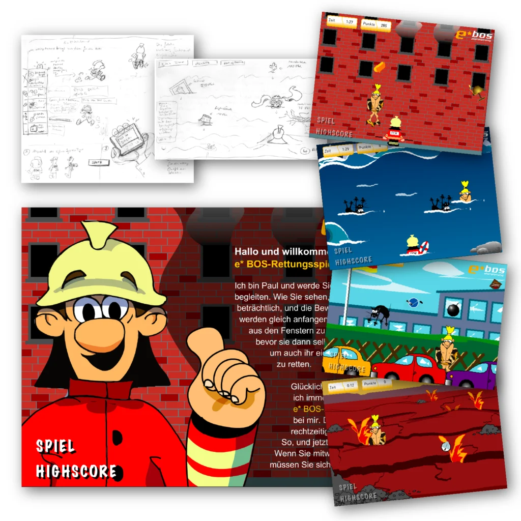 e*Games: Beitragsbild. Gestaltung von 4 kleinen Bildschirmspielen für e*Message W.I.S. Deutschland